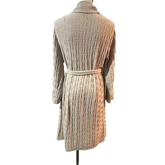 Natori Women’s Long Belted Cardigan Robe size M Chenille Beige Soft Cozy - Picture 6 of 6